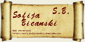 Sofija Bičanski vizit kartica